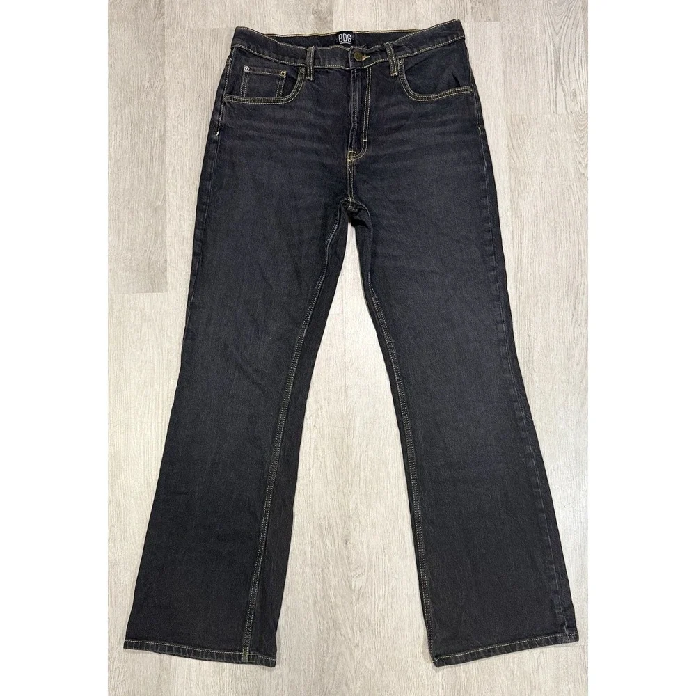 BDG Urban Outfitters 90s Bootcut Jeans Men's Size 31x32 Black Dark Wash Stretch